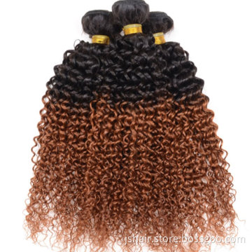 Two Tone Ombre 1B/30 Kinky Curl Malaysian Hair Kinky Twists Hair Weave
